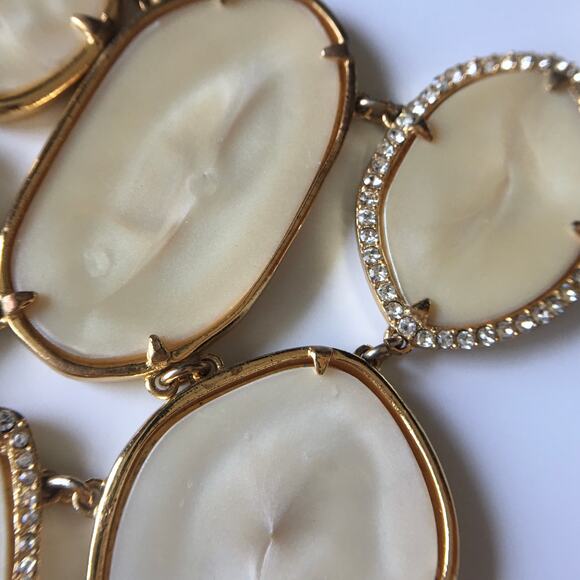Stella & Dot Fiona Bib Necklace - gold tone, rhinestone, pearlescent - Picture 11 of 14
